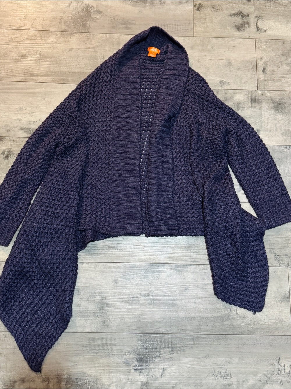 Joe Fresh Cozy Open-Front Chunky Knit Crop Sweater Cardigan, Purple, Large